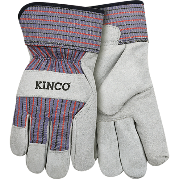 Kinco Suede Cowhide Palm With Safety Cuff Large Gray (Large, Gray)