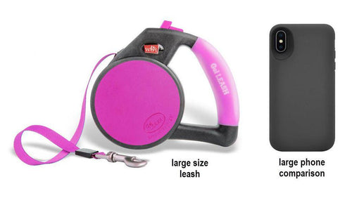 Wigzi Retractable Dog Leash - Gel Handle Pink Small