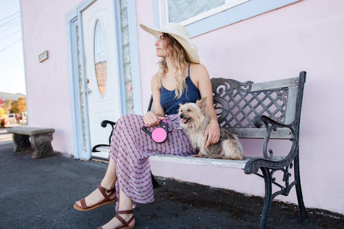 Wigzi Retractable Dog Leash - Gel Handle Pink Small