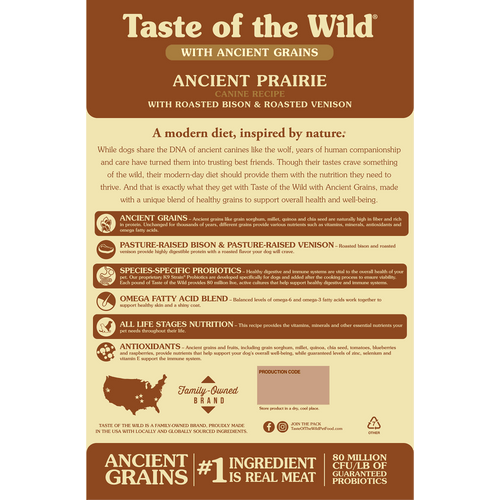 Taste of the Wild Ancient Prairie Canine Recipe with Roasted Bison & Roasted Venison