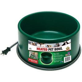 Heated Pet Bowl, Thermostat Control, Green, 60-Watt, 1.5-Gals.