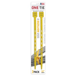 Cable Tie Down Strap, Yellow, 14-In., 2-Pk.