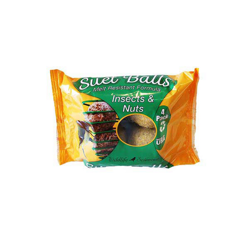 WILDLIFE SCIENCES SUET BALLS INSECTS & NUTS 4 PACK (1.15 lbs)