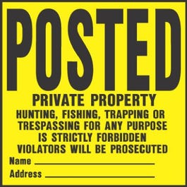 "Private Property" Sign, Black/ Yellow Plastic, 11 x 11-In.