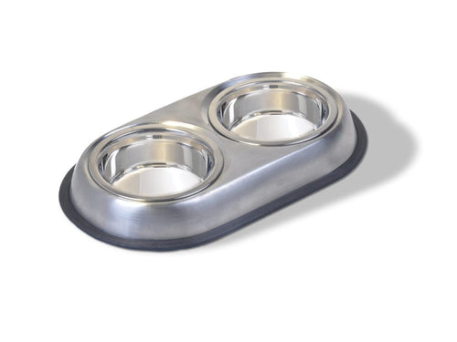 Van Ness Heavyweight Small Stainless Steel Double Dish (16 oz. total capacity (8 oz. each dish))