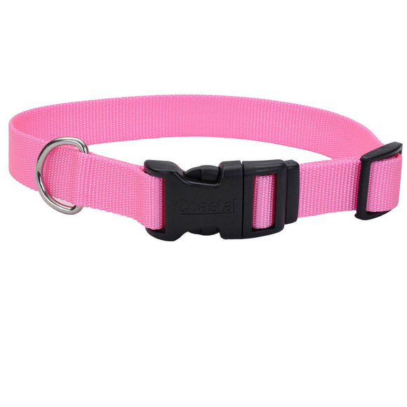 Coastal Pet Adjustable Dog Collar with Plastic Buckle, Buckle-Pink, Neck Size 18