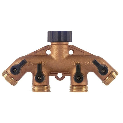 METAL 4 WAY HOSE VALVE W/BUILT IN SHUT OFF VALVES